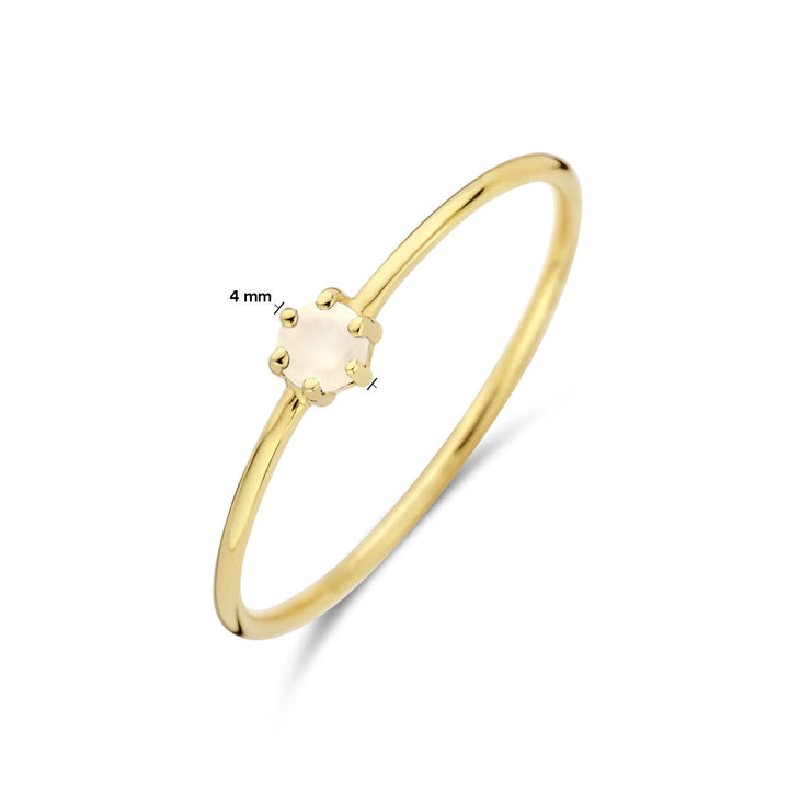 ring met geboortesteen maansteen juni 14K geelgoud