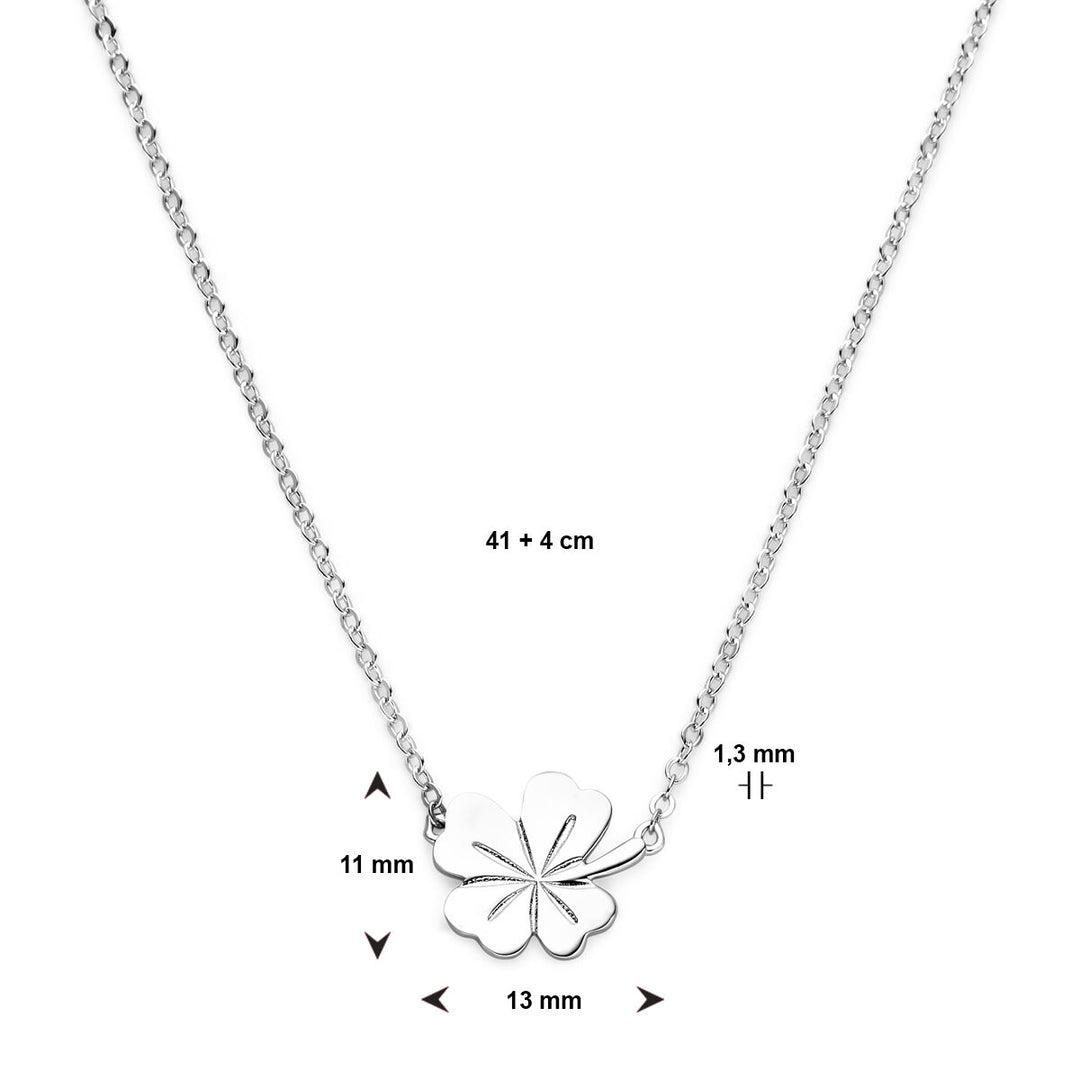 necklace clover 41 + 4 cm silver rhodium plated