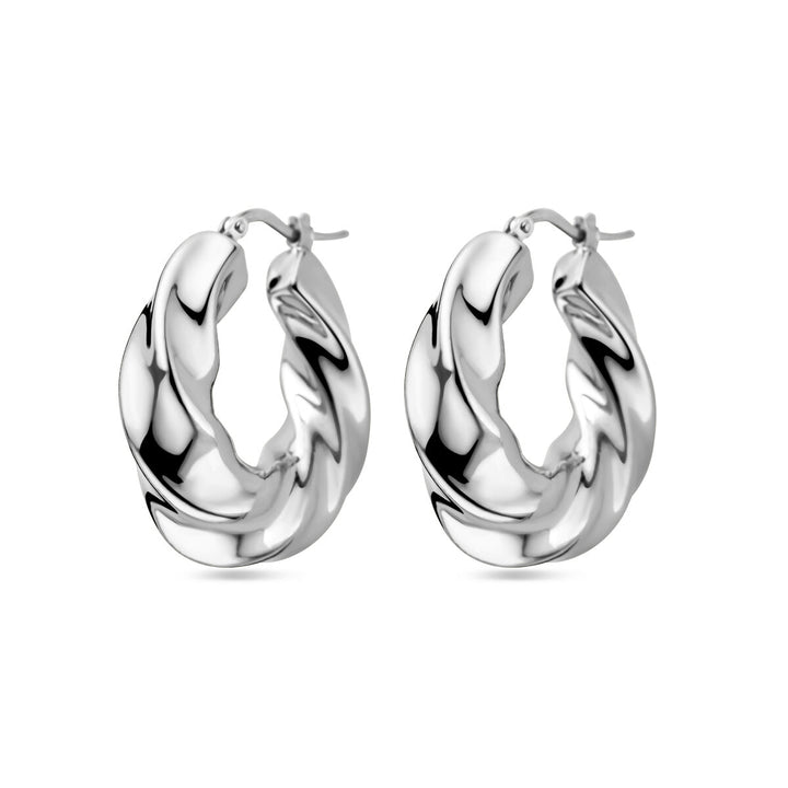earrings twisted silver rhodium plated