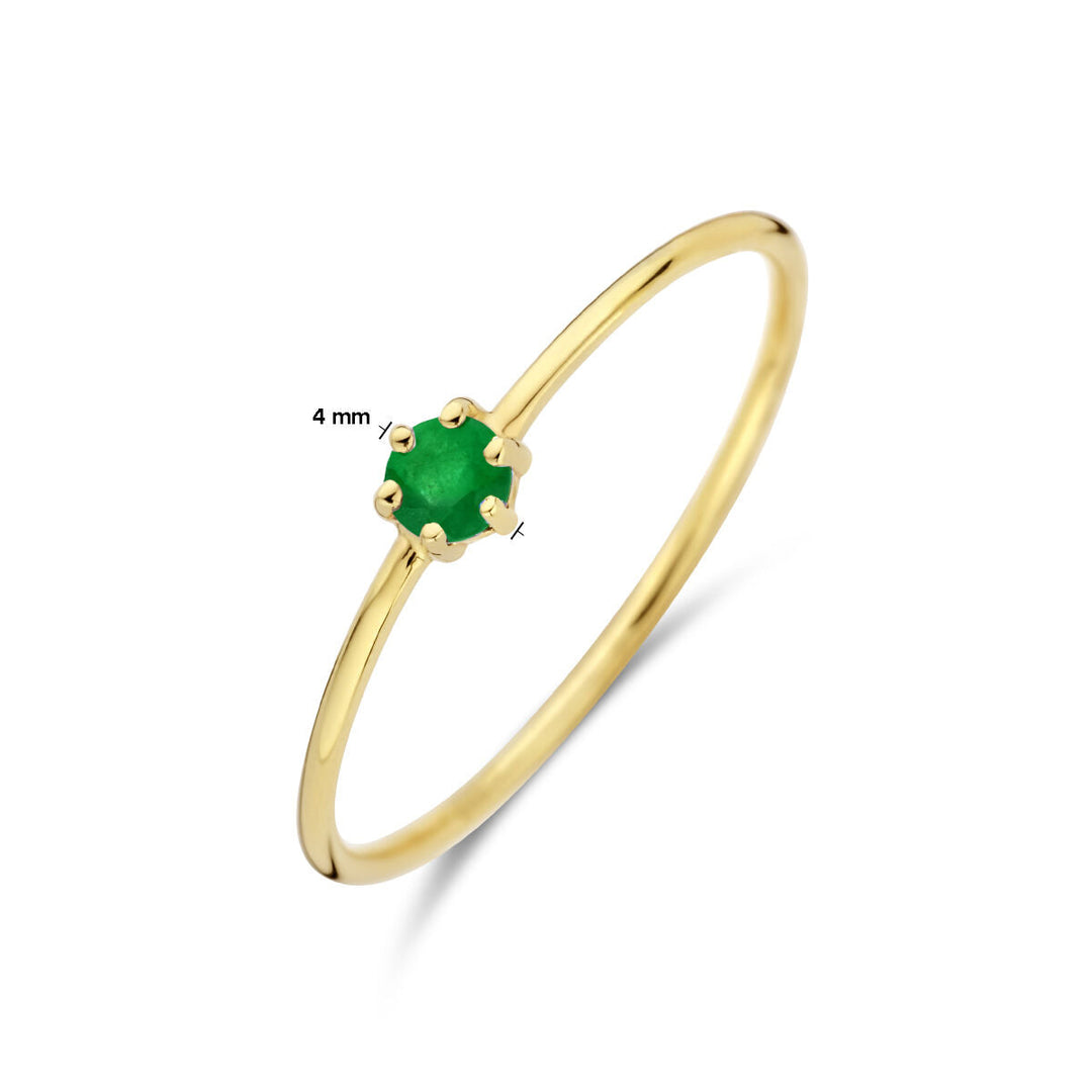 ring with birthstone emerald May 14K yellow gold