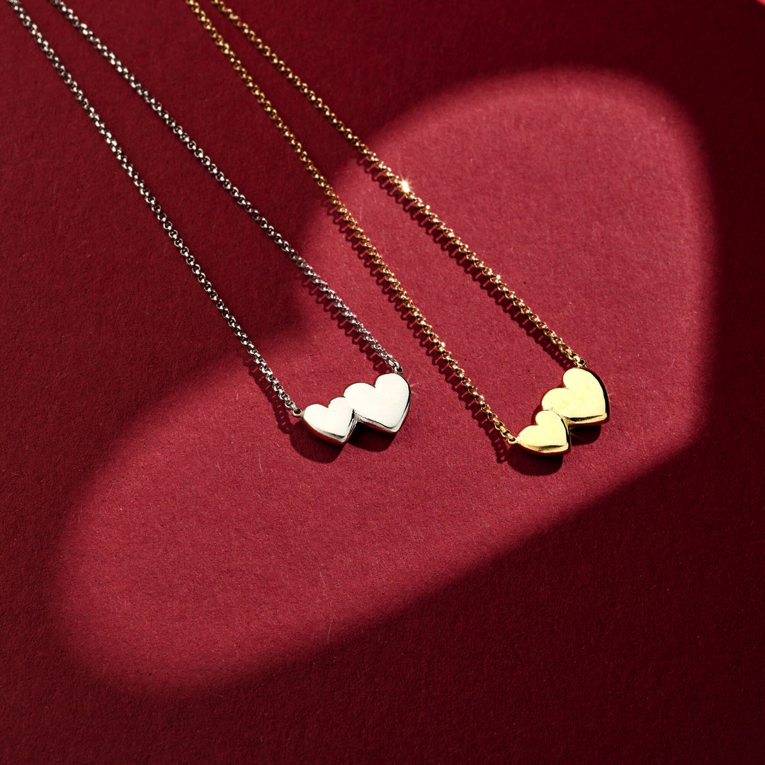 necklace hearts 41 + 4 cm silver rhodium plated