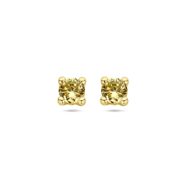 ear studs synth. peridot 14K yellow gold