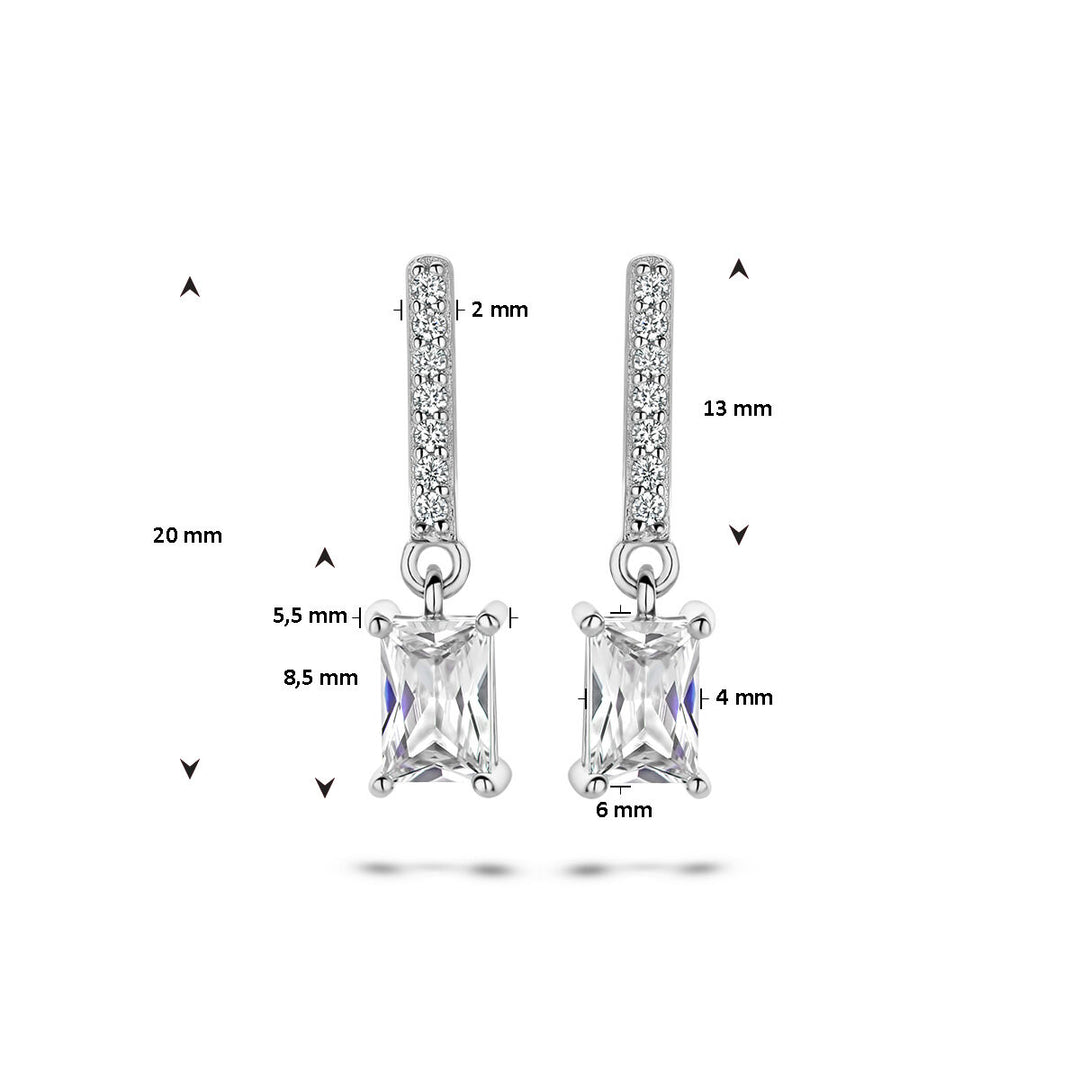 earrings zirconia silver rhodium plated