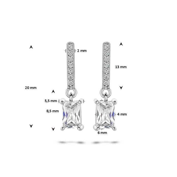 earrings zirconia silver rhodium plated