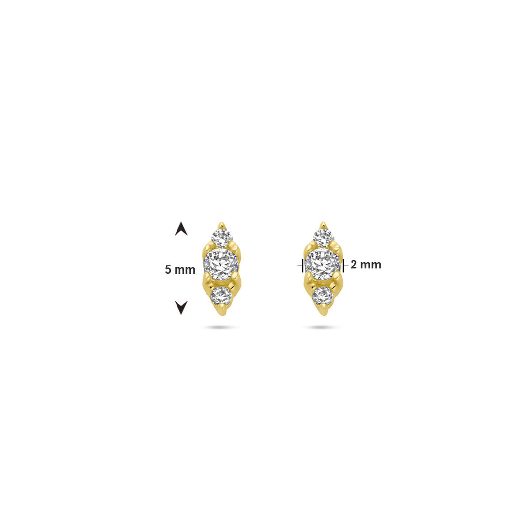 ear studs zirconia 14K yellow gold