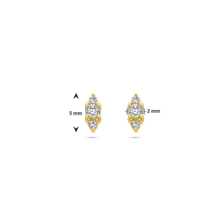 ear studs zirconia 14K yellow gold