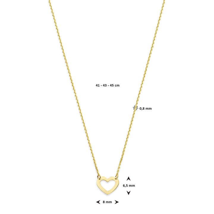 collier hart 41 - 43 - 45 cm 14K geelgoud