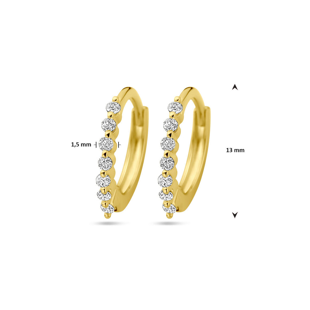 klapoorringen zirkonia 1 micron zilver verguld (geel)