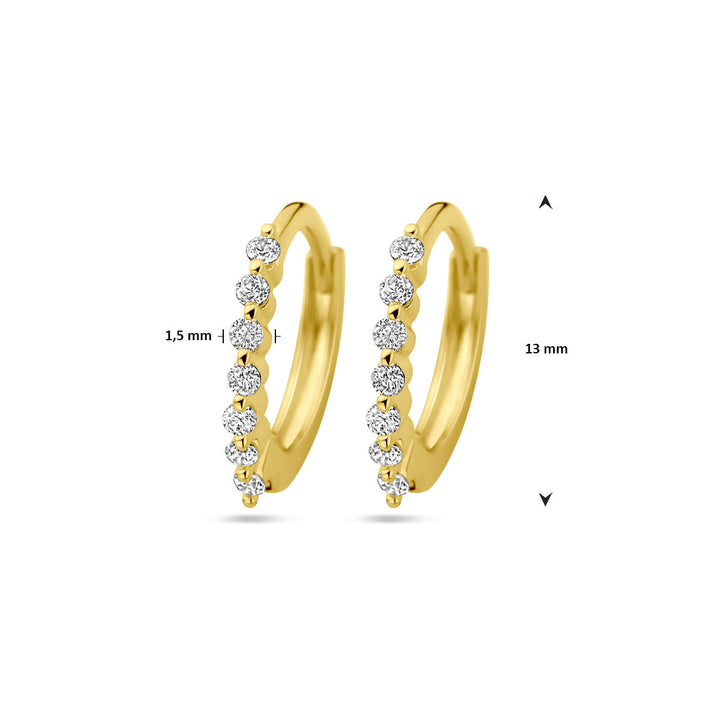 klapoorringen zirkonia 1 micron zilver verguld (geel)
