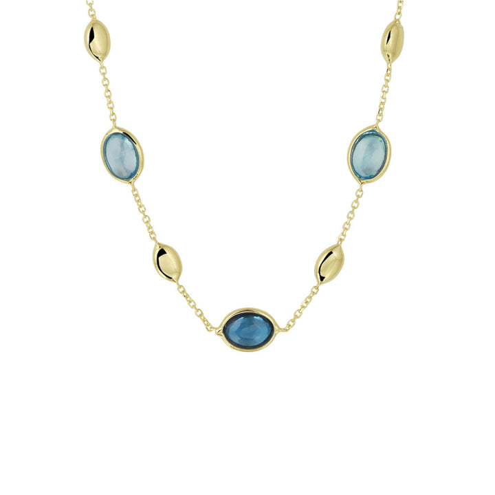 Gold ladies necklace london blue and blue topaz 14K