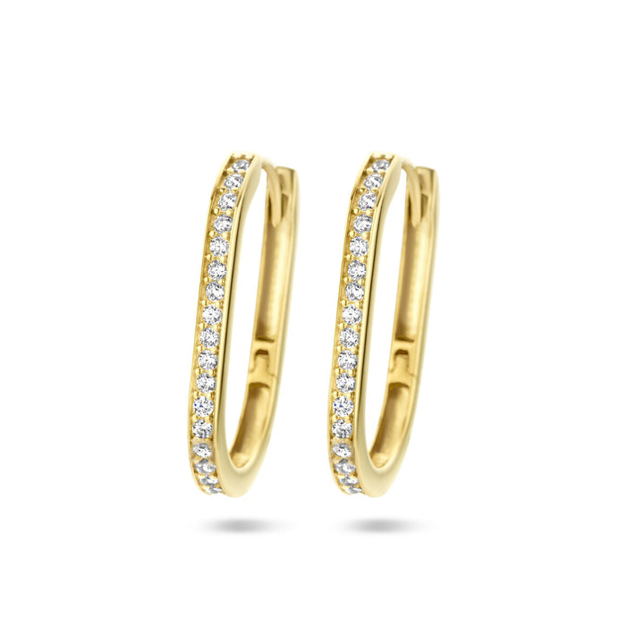 drop earrings paperclip zirconia 14K yellow gold