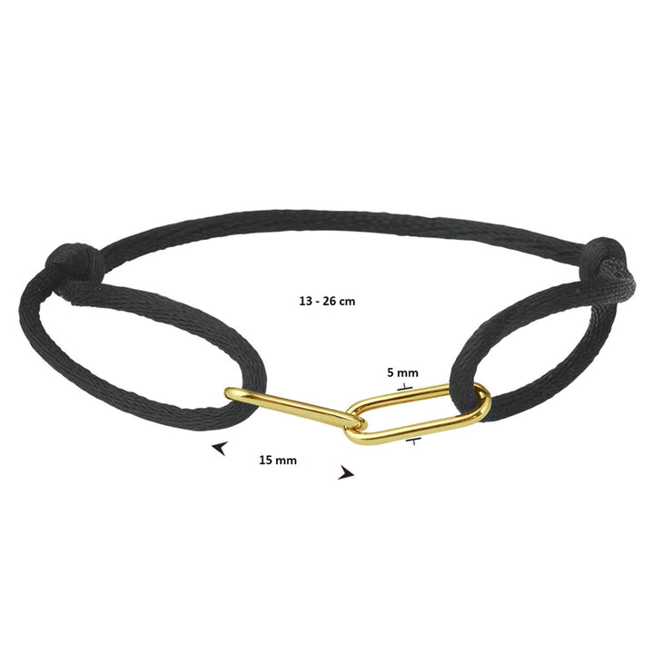bracelet satin 14K gold with rubber/nylon/leather