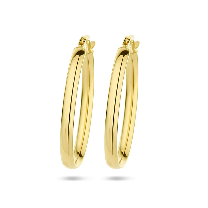 earrings oval half round tube 14K yellow gold