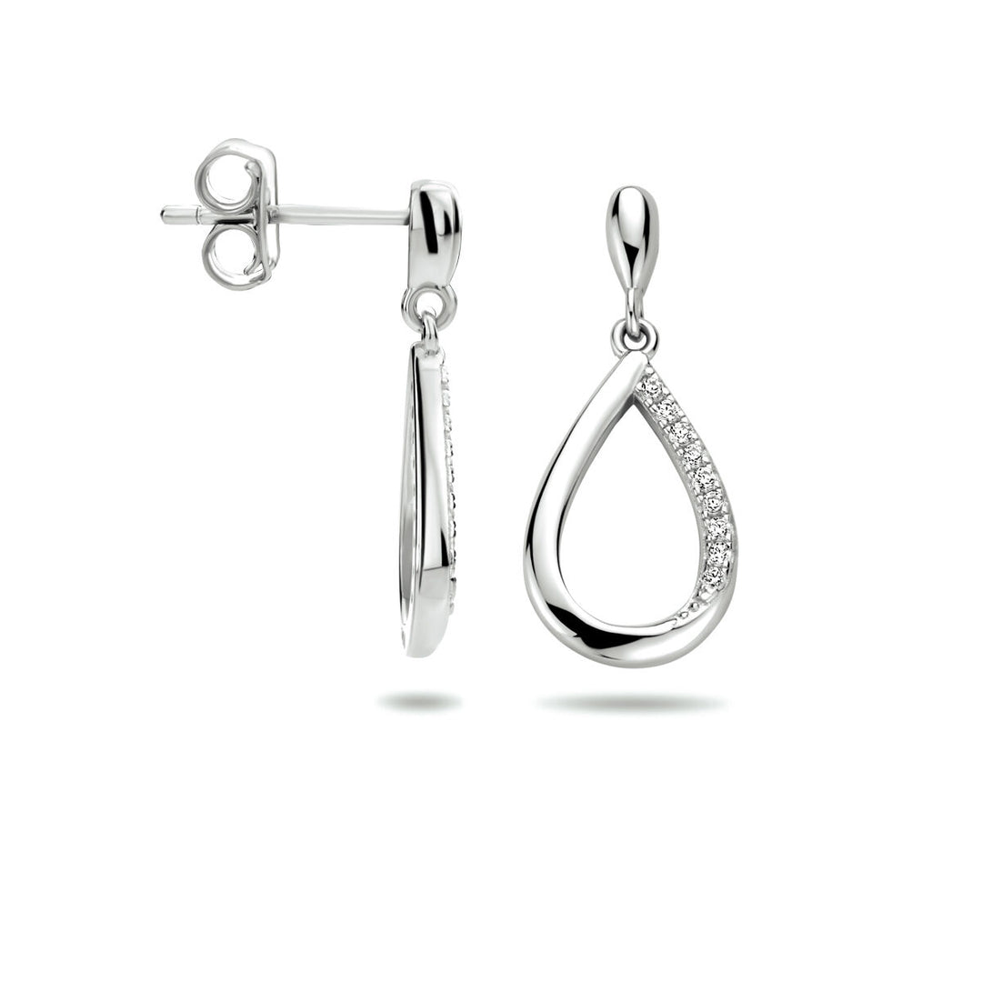 earrings drop zirconia silver rhodium plated