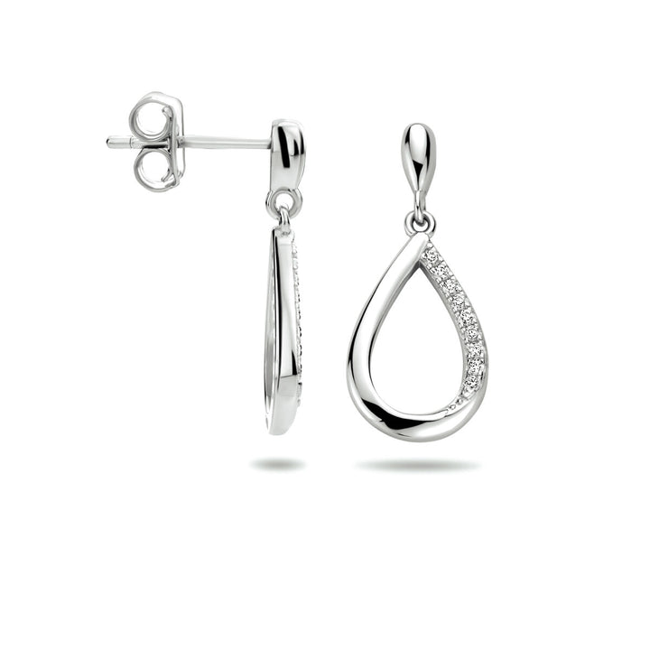 earrings drop zirconia silver rhodium plated