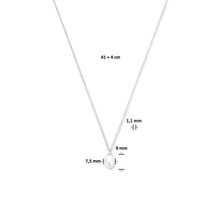necklace pearl 41 + 4 cm silver rhodium plated