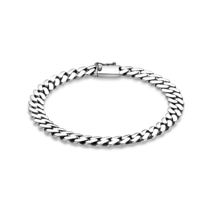 armband oxi gourmette 7,5 mm zilver geoxideerd