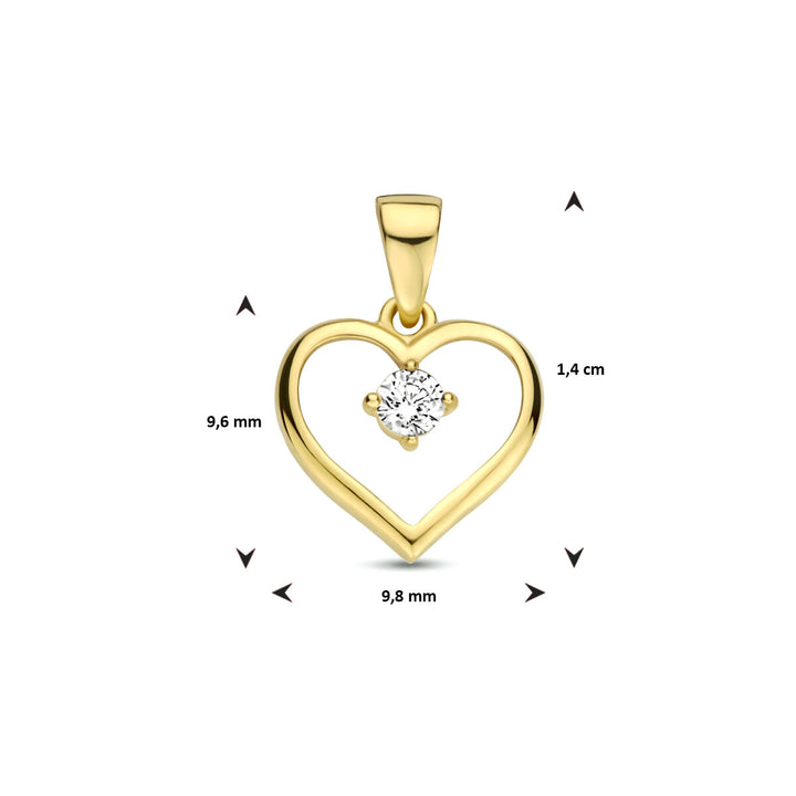 pendant heart zirconia 14K yellow gold