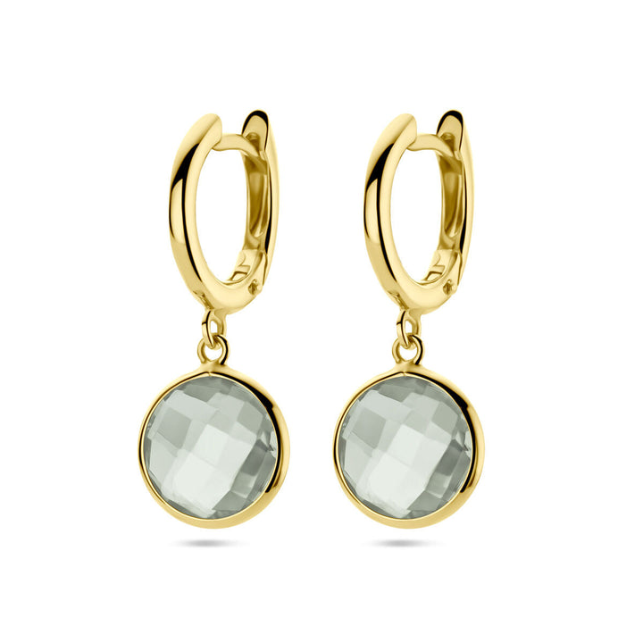 drop earrings green amethyst 14K yellow gold