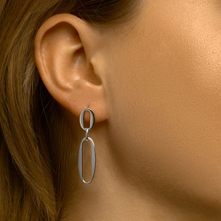 paper clip earrings silver rhodium plated