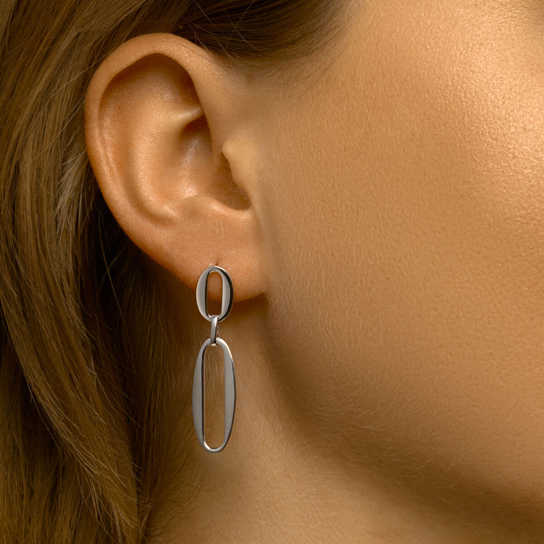 paper clip earrings silver rhodium plated