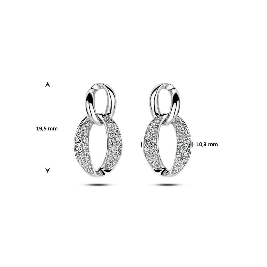 earrings zirconia silver rhodium plated