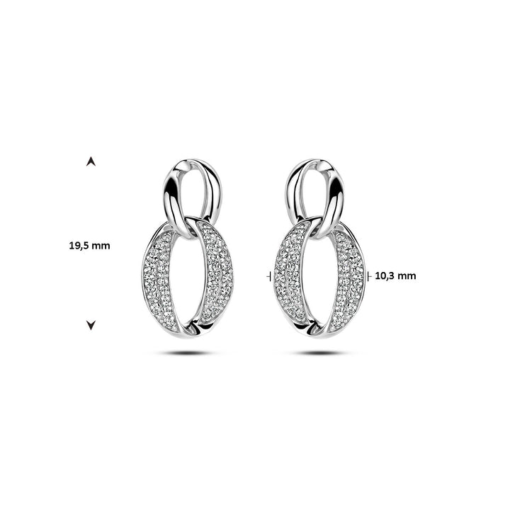 earrings zirconia silver rhodium plated