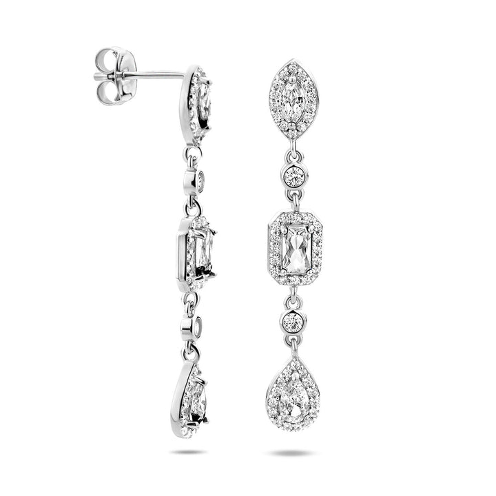 earrings zirconia silver rhodium plated