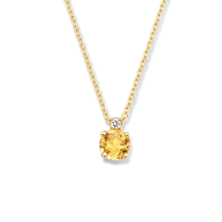 necklace citrine and diamond 0.015ct h si 40 cm 14K yellow gold