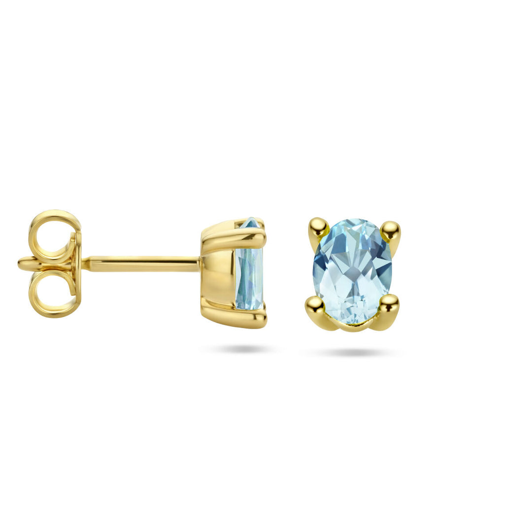 ear studs blue topaz 14K yellow gold