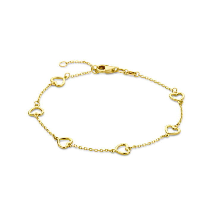 Gold bracelet ladies hearts 14K