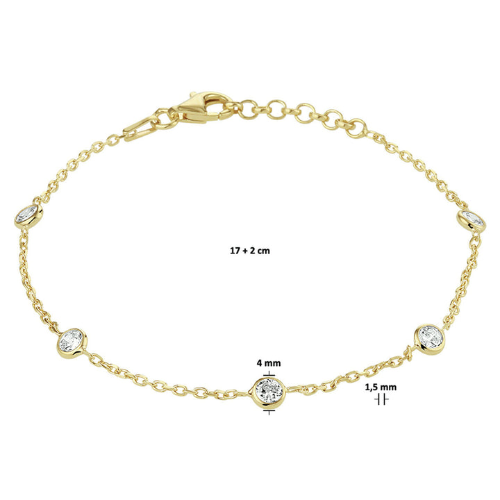 bracelet zirconia 17 + 2 cm 3 micron silver gold plated (yellow)