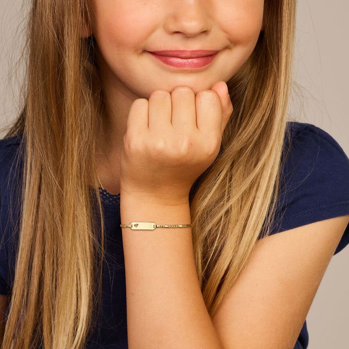 Baby bracelet gold heart plate 5.5 mm 14K