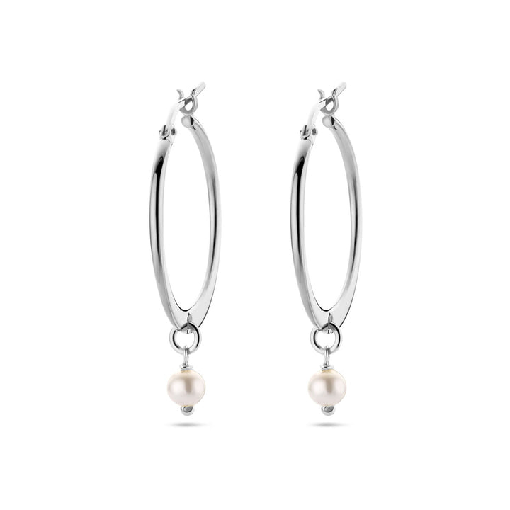 earrings synth. pearl silver rhodium plated