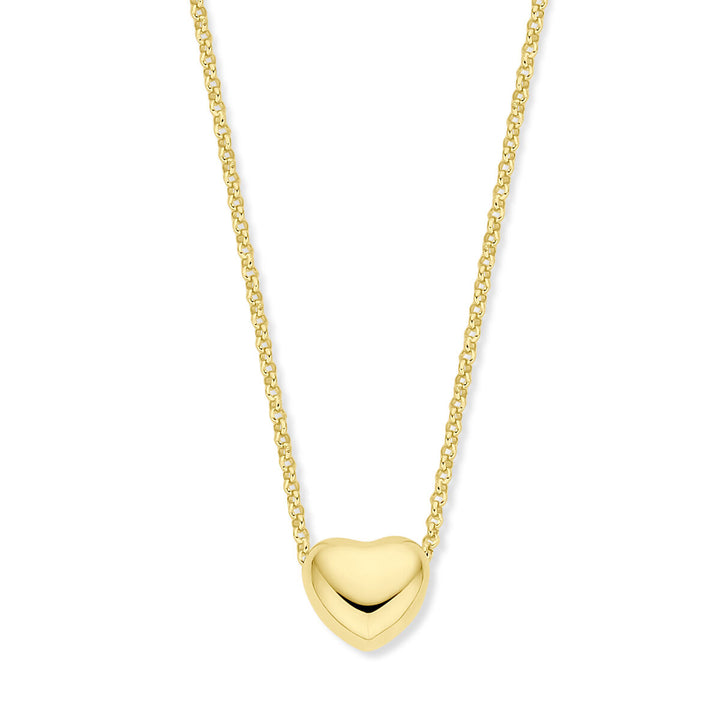 necklace heart 1.5 mm 40 + 5 cm 3 micron silver gold plated (yellow)