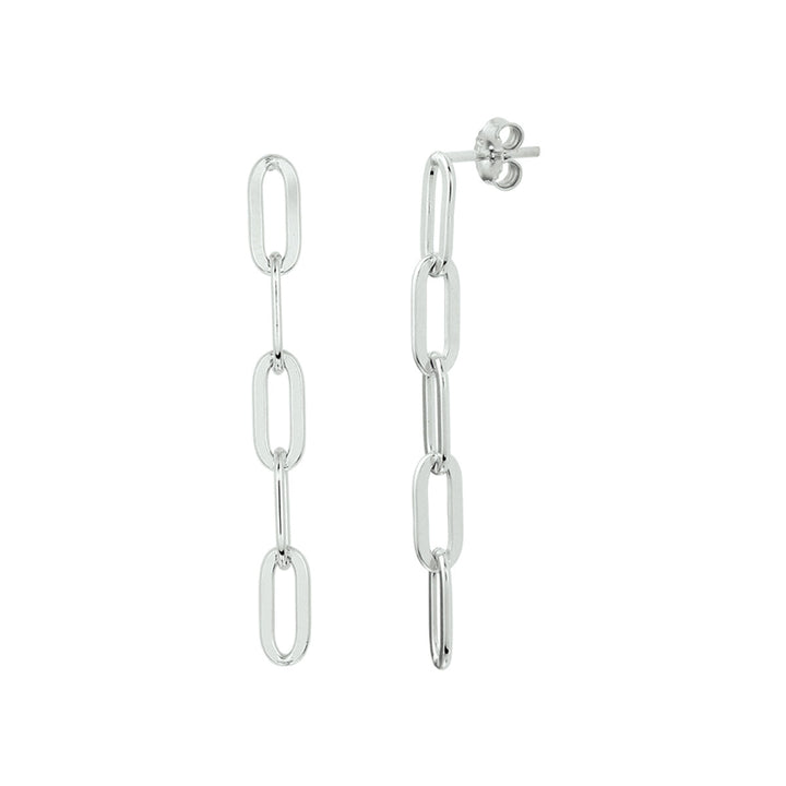 paper clip earrings silver rhodium plated