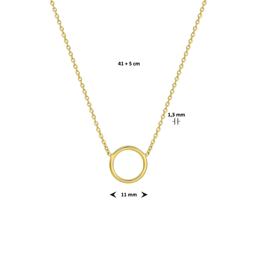 necklace round 41 + 5 cm 3 micron silver gold plated (yellow)