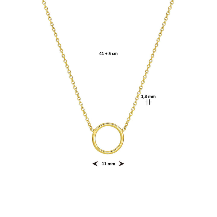 necklace round 41 + 5 cm 3 micron silver gold plated (yellow)