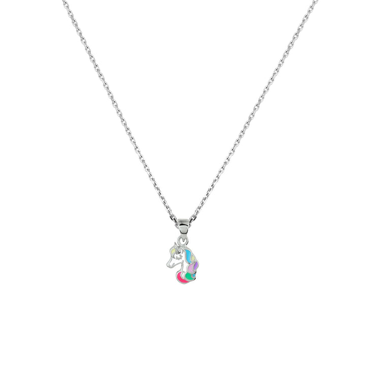 unicorn necklace 36 + 4 cm silver rhodium plated