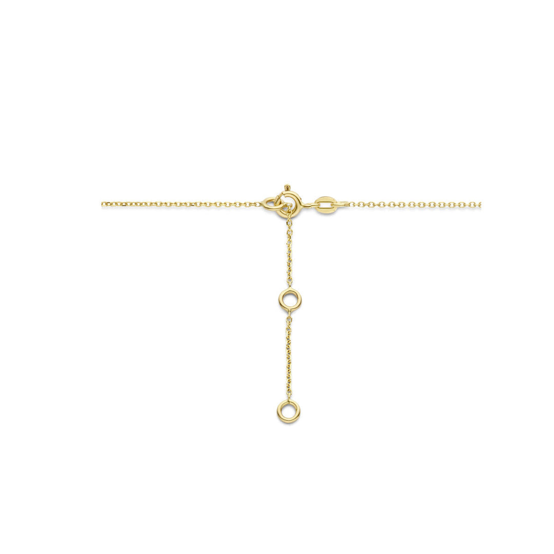 Gold women's necklace London blue and blue topaz and circles 14K