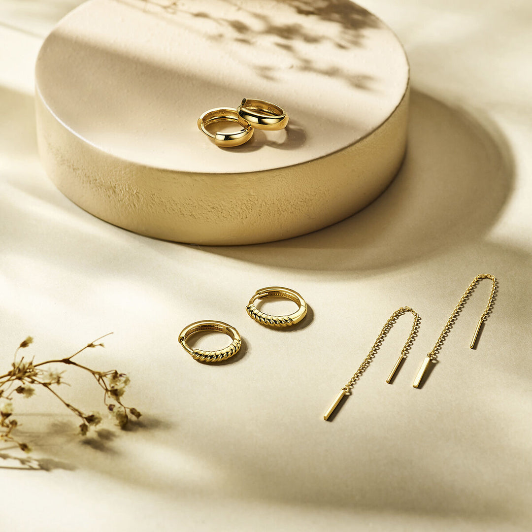 pull-through earrings bar 14K yellow gold