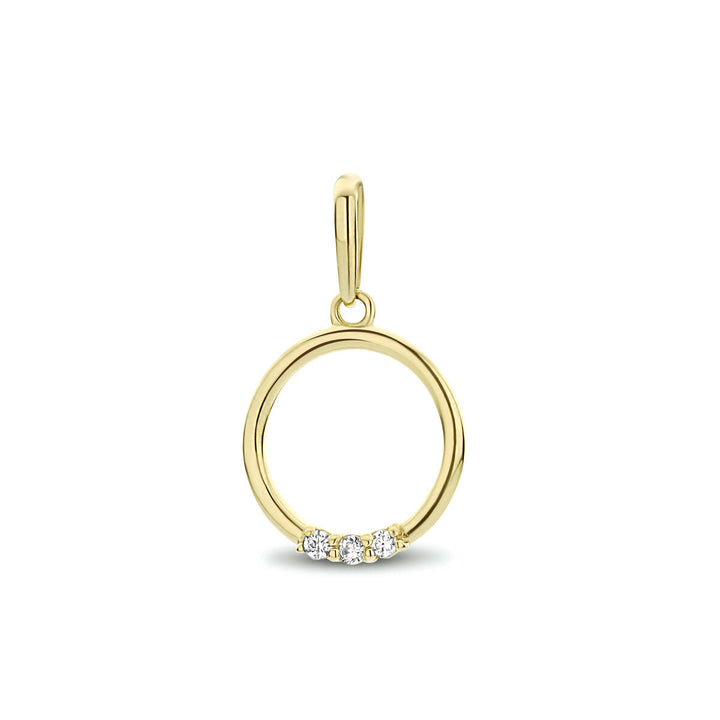 pendant round zirconia 14K yellow gold
