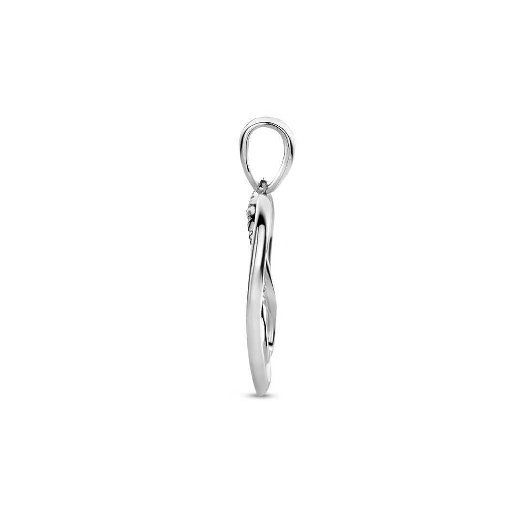 pendant heart and infinity zirconia silver rhodium plated