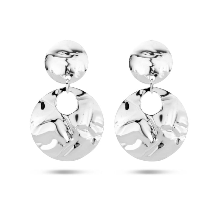 earrings hammered silver rhodium plated