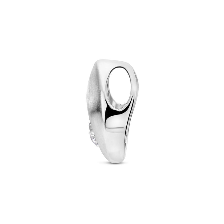 pendant drop zirconia poly/matte silver rhodium plated