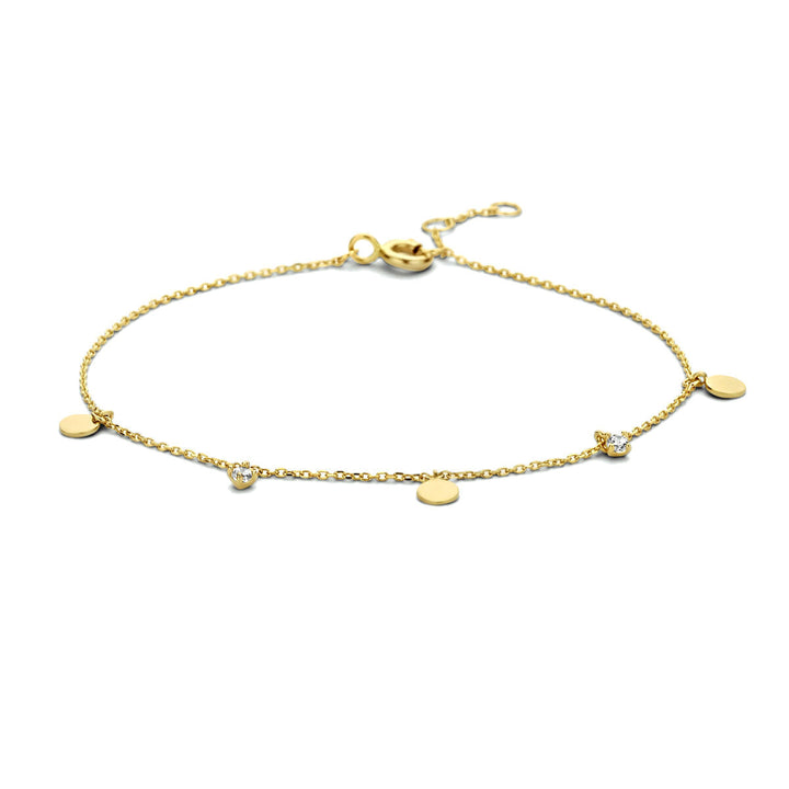 Gold bracelet ladies round zirconia 14K