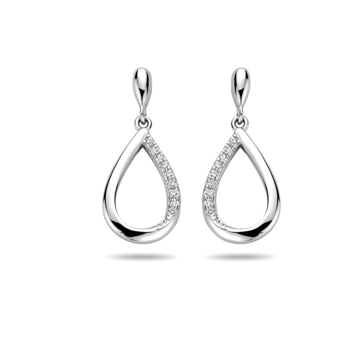 earrings drop zirconia silver rhodium plated