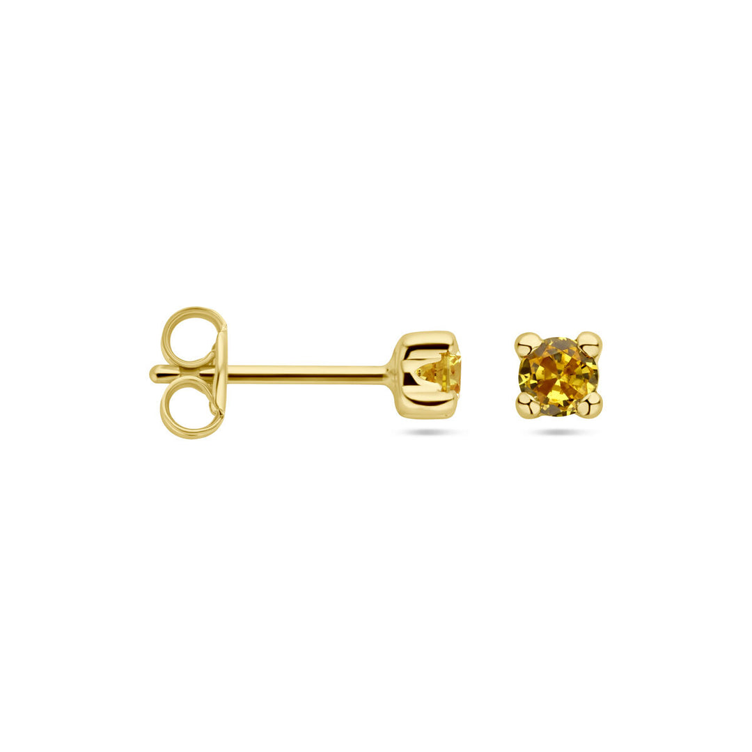 ear studs synth. citrine 14K yellow gold