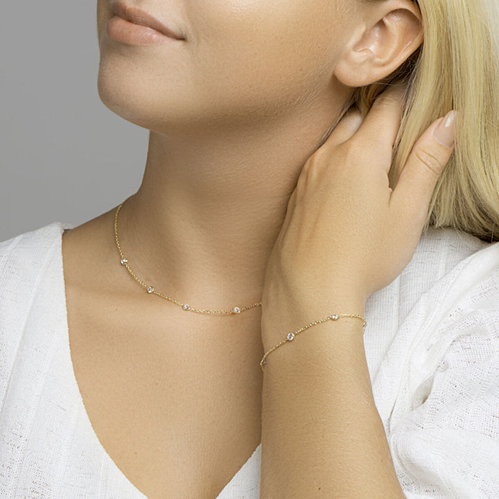 bracelet zirconia 17 + 2 cm 3 micron silver gold plated (yellow)
