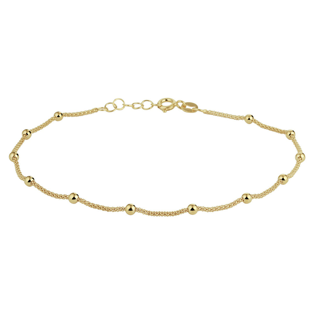 anklet balls 3.0 mm 24 + 2 cm 3 micron silver gold plated (yellow)
